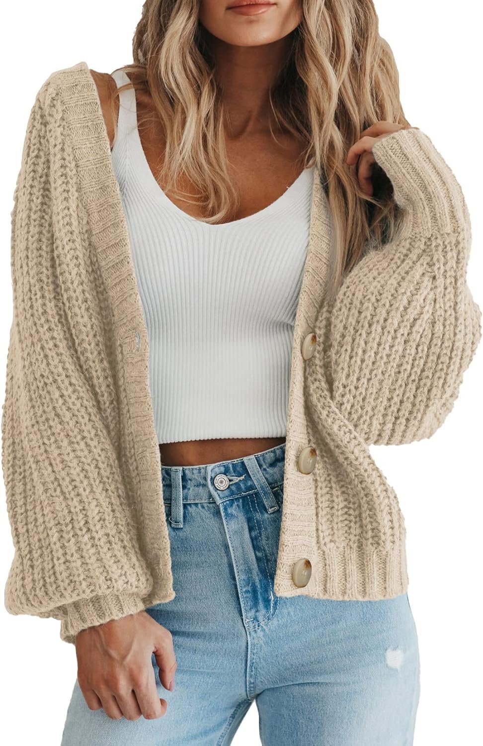 PRETTYGARDEN Women’s Chunky Knit Open Front Cardigan Sweaters Fall Outfits