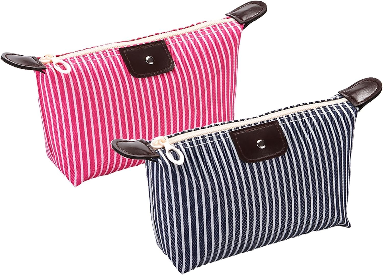 THTAJ 2 Pack Make Up Bag for Traveling,Preppy make up bag,Toiletry Bag,Nylon Cosmetic Bag,Light Pink Makeup Bag,Skin Care Bag，Tiny Makeup Bag
