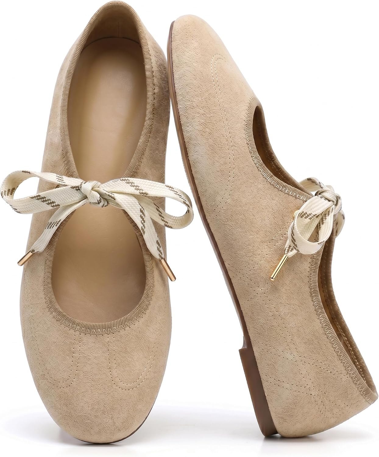 Lace up Ballet Flats for Women Round Toe Mary Jane Ballerina Flats | Womens Flats Sneaker Flats Mary Jane Sneakers Ballet Sneakers Lace up Flats Cute Slip on Faux Suede Ballerina Wedding Flats