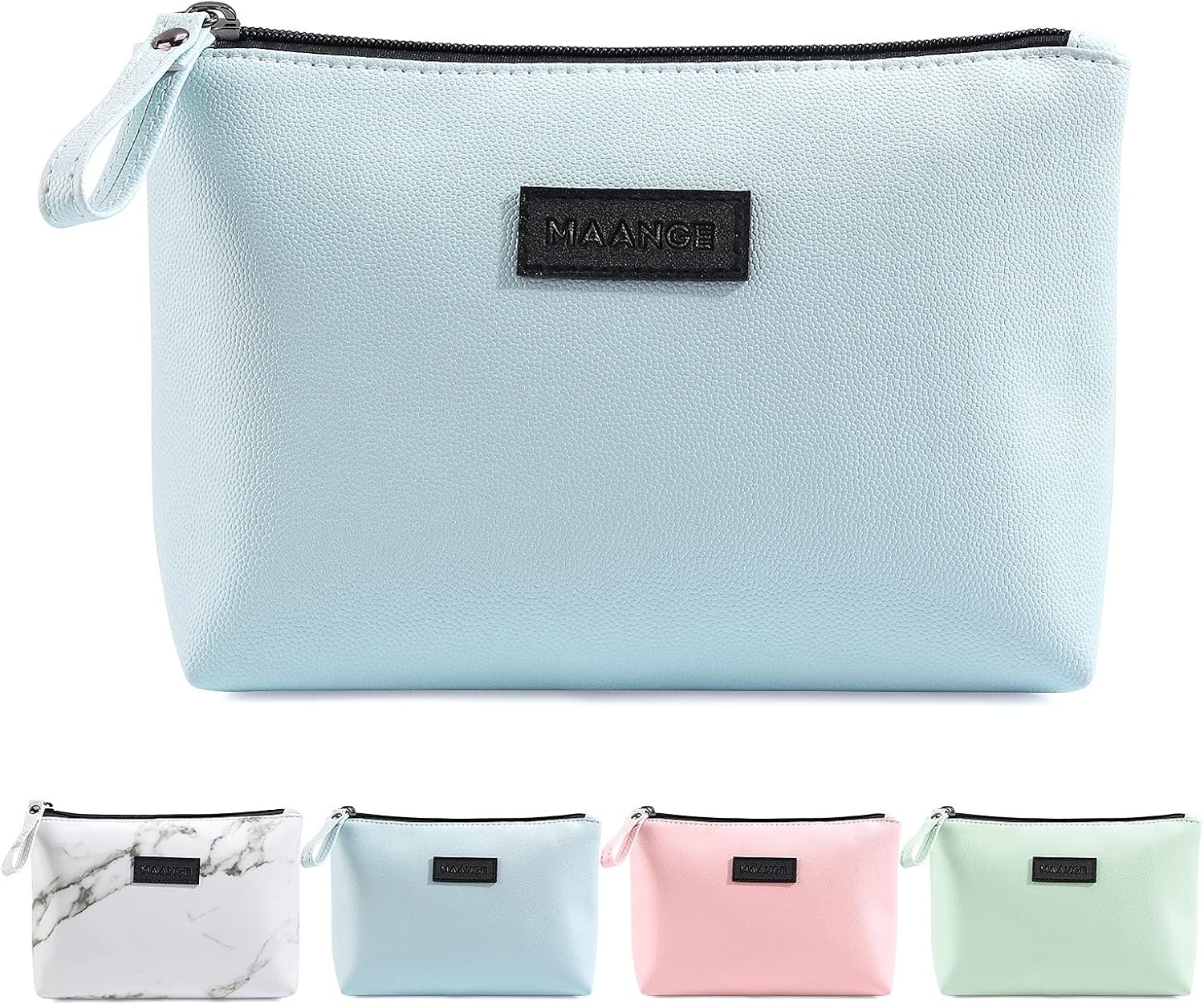 MAANGE Cosmetic Bags for Women Small Makeup Bag for Purse Pu Leather Makeup Pouch Travel Makeup Bag with Zipper Make Up Bag for Travelling