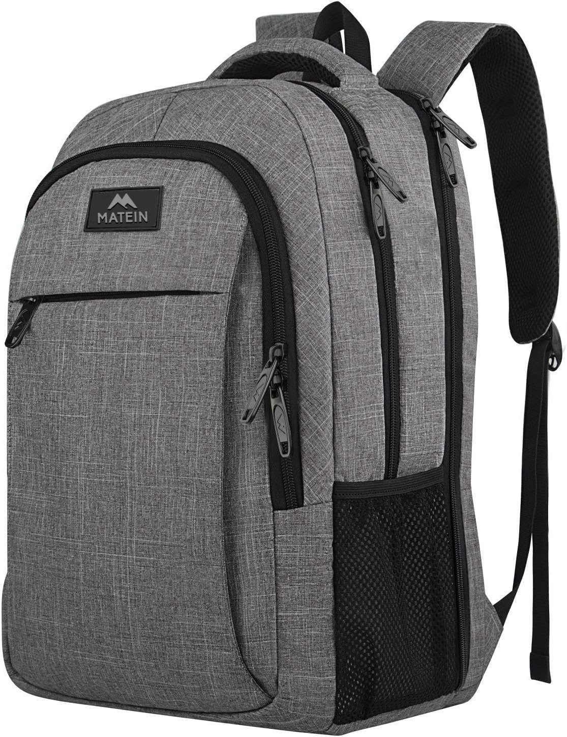 MATEIN Grey 17 Inch TSA Friendly Travel Laptop Backpack for Women and Men