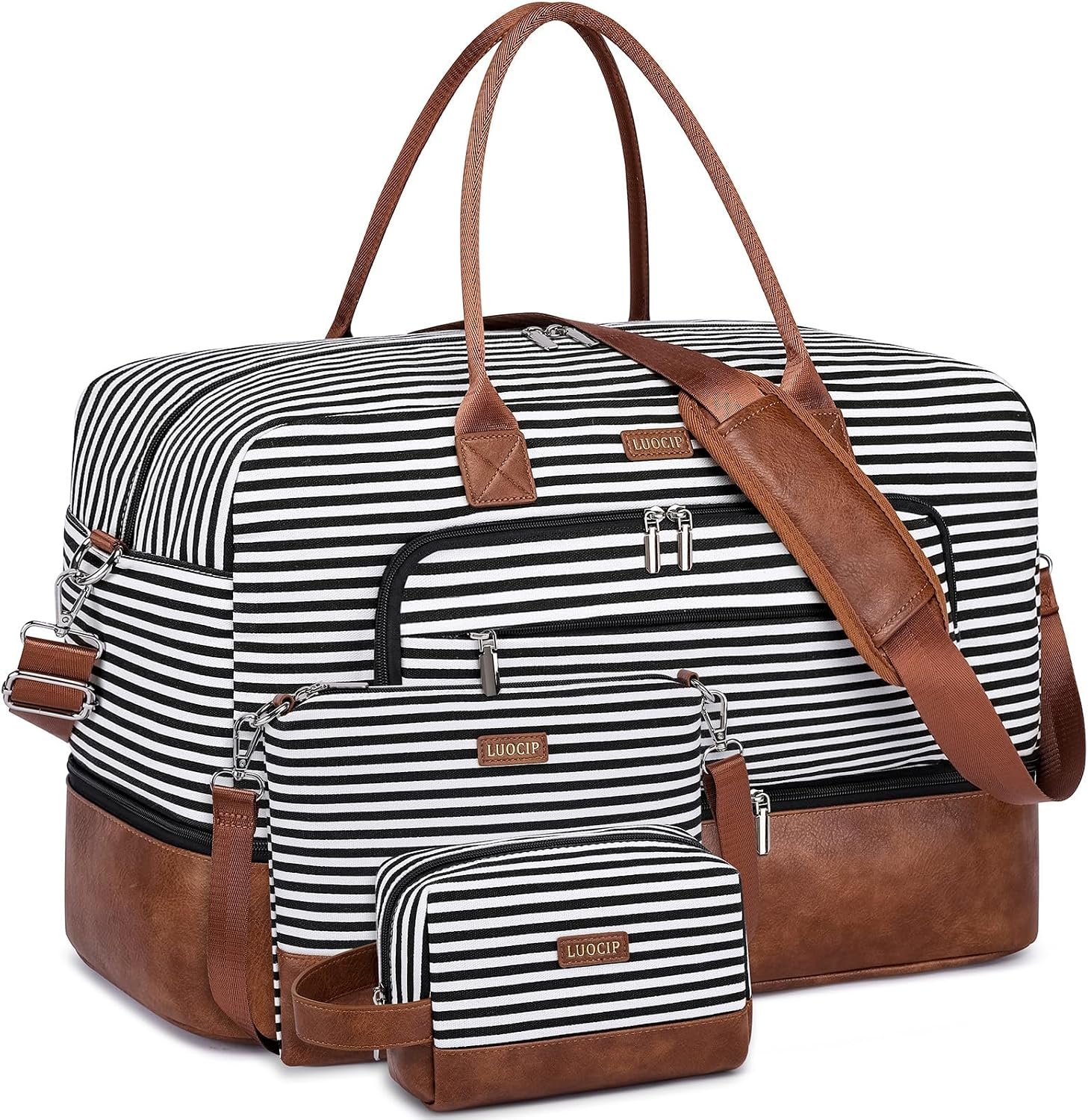Large Women Travel Weekender Bag: Carry on Duffle with Shoe Compartment