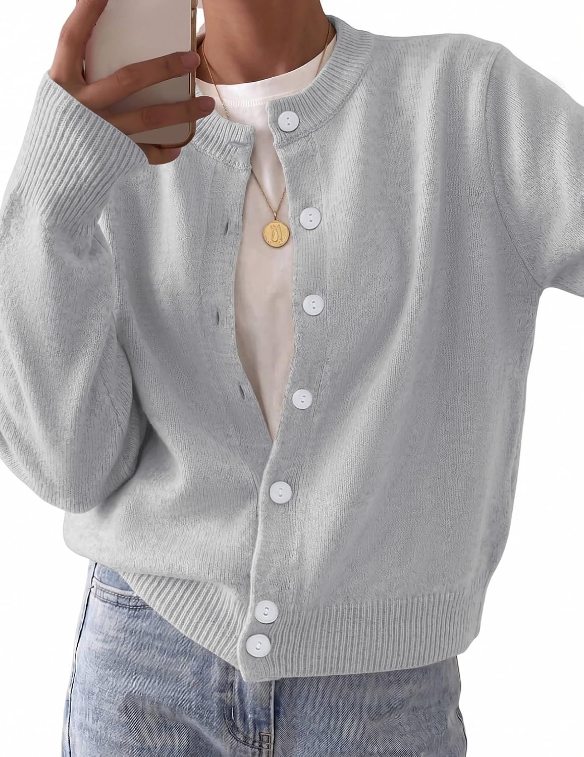 Zeagoo Wool Blend Cardigan Sweaters for Women 2026 Casual Fall Outfits | Button Down Long Sleeve Crewneck Chunky Cardigans,Open Front Knitted Sweater,Business Casual Outfits,Early Fall Fashion