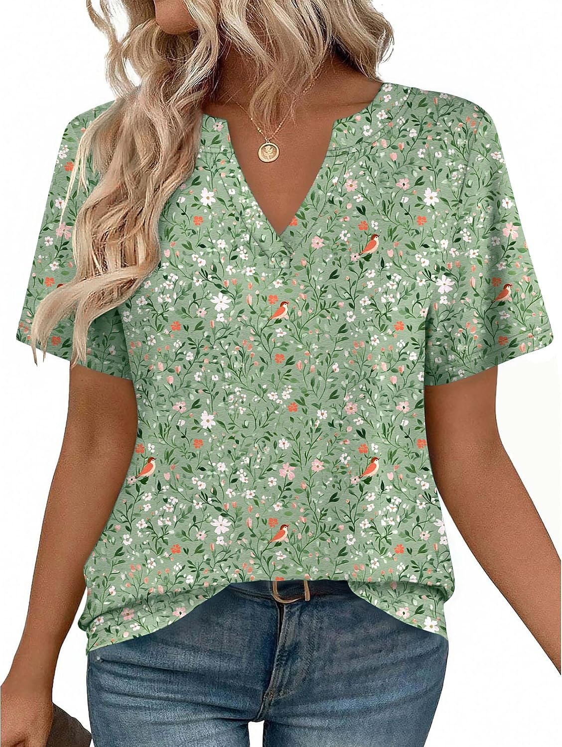 Zeagoo Womens Tops Short Sleeve V Neck Tee Shirts Cute Dressy Casual