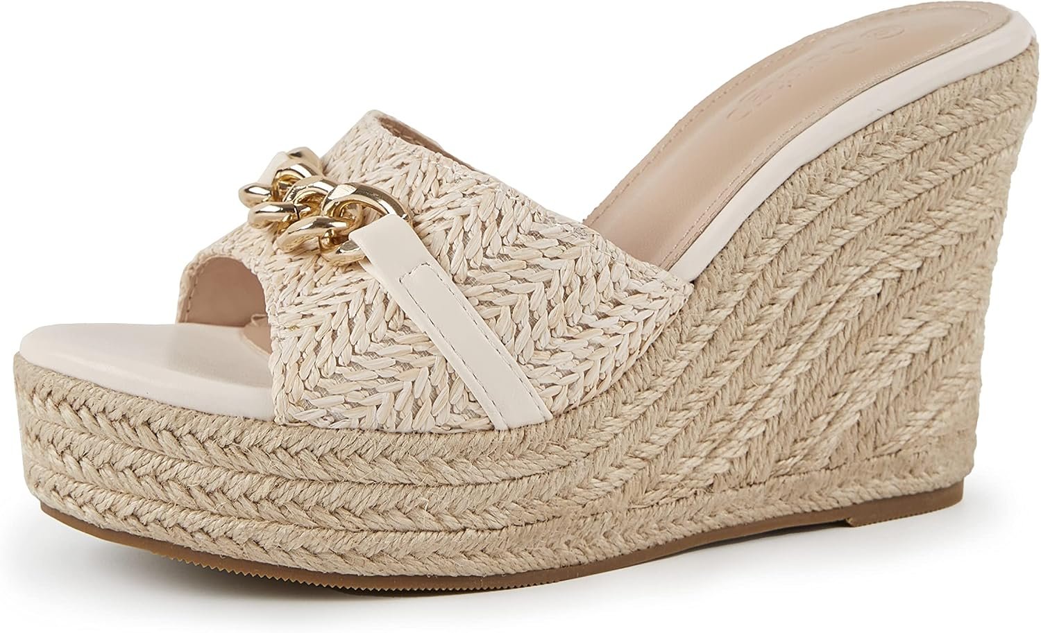 Coutgo Women’s Wedge Sandals Platform Espadrille Heel Chain Slip On Casual Summer Slides