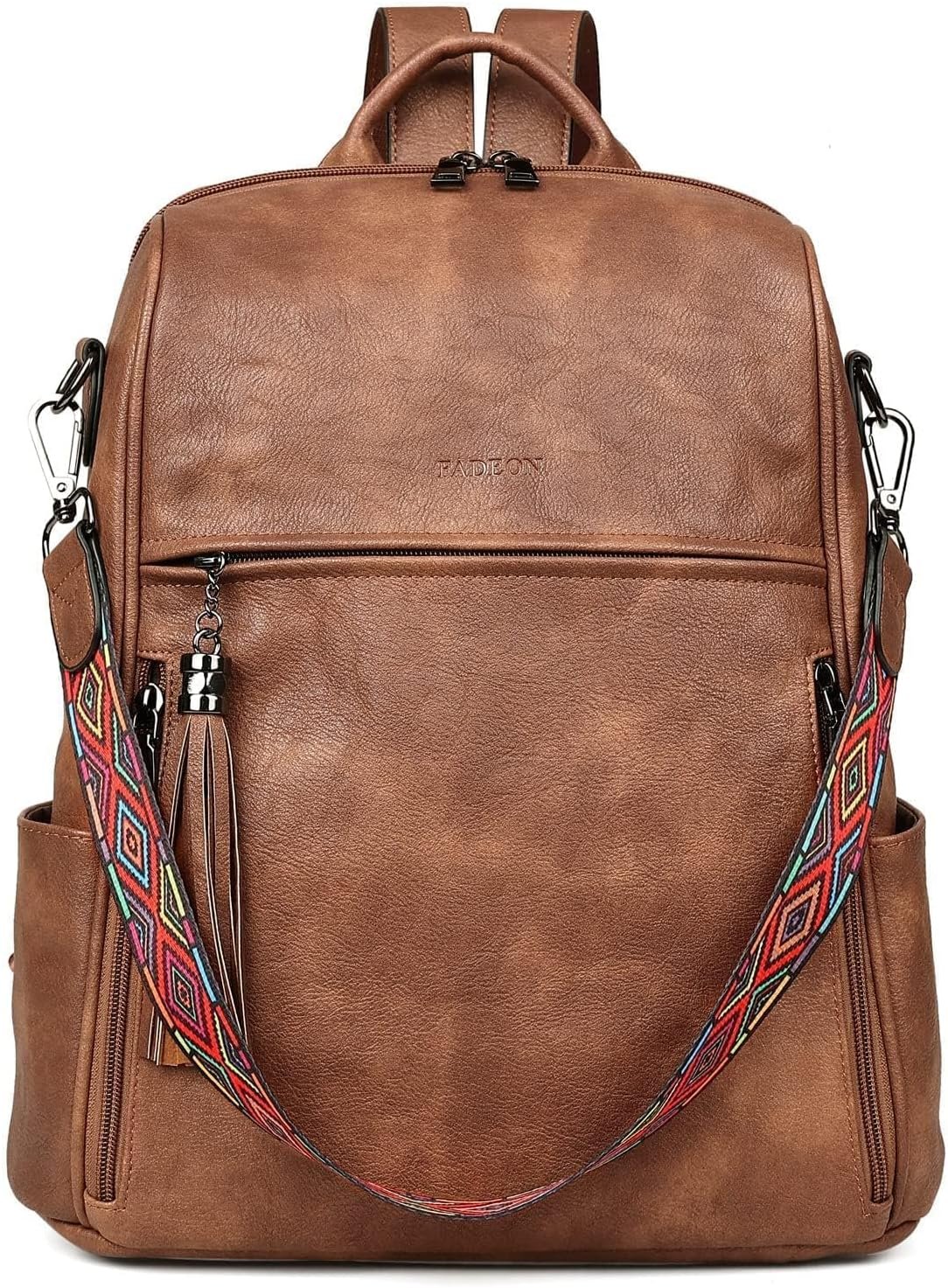 FADEON Leather Backpack for Women, 13 inch, Travel Work Bag