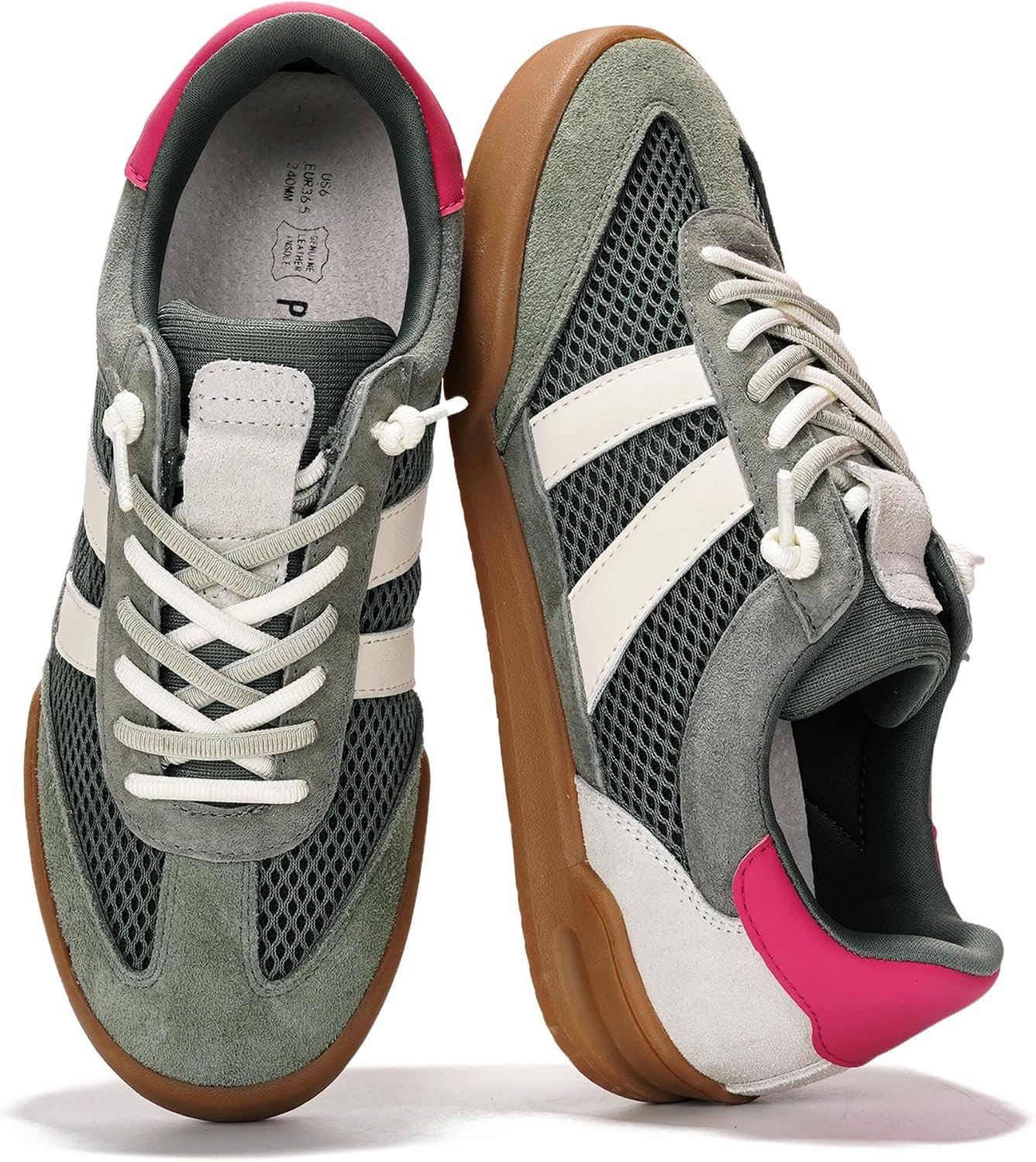 Genuine Leather Slip On Sneakers for Women with Leather Memory Foam Insole