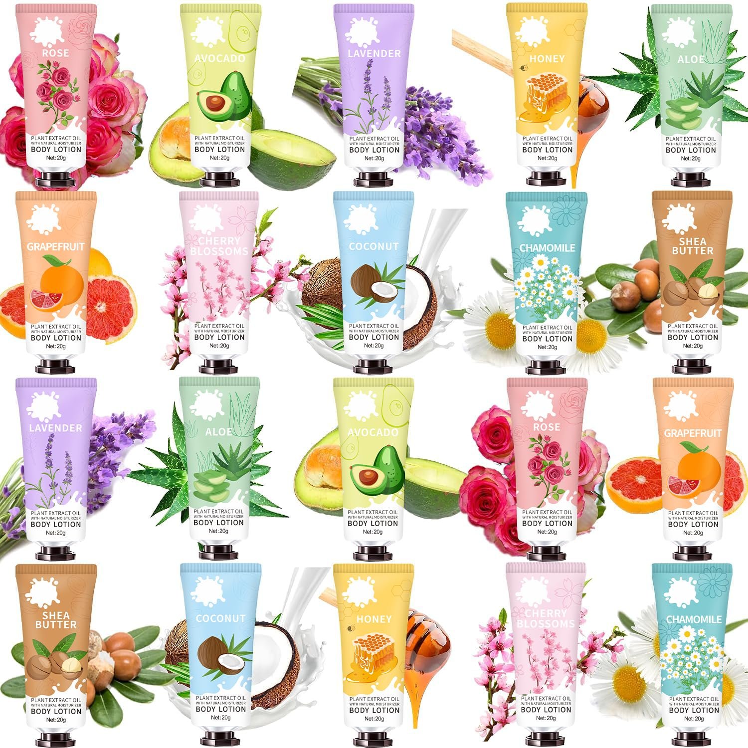 20 Pack Lotion for Women,Body Lotion for Dry Skin,Mothers Day Gifts,Teacher Appreciation Gifts,Nurses Gift,Thank You,Travel Size Natural Fragrance Body Moisturizer With Shea Butter,Baby Shower Favors