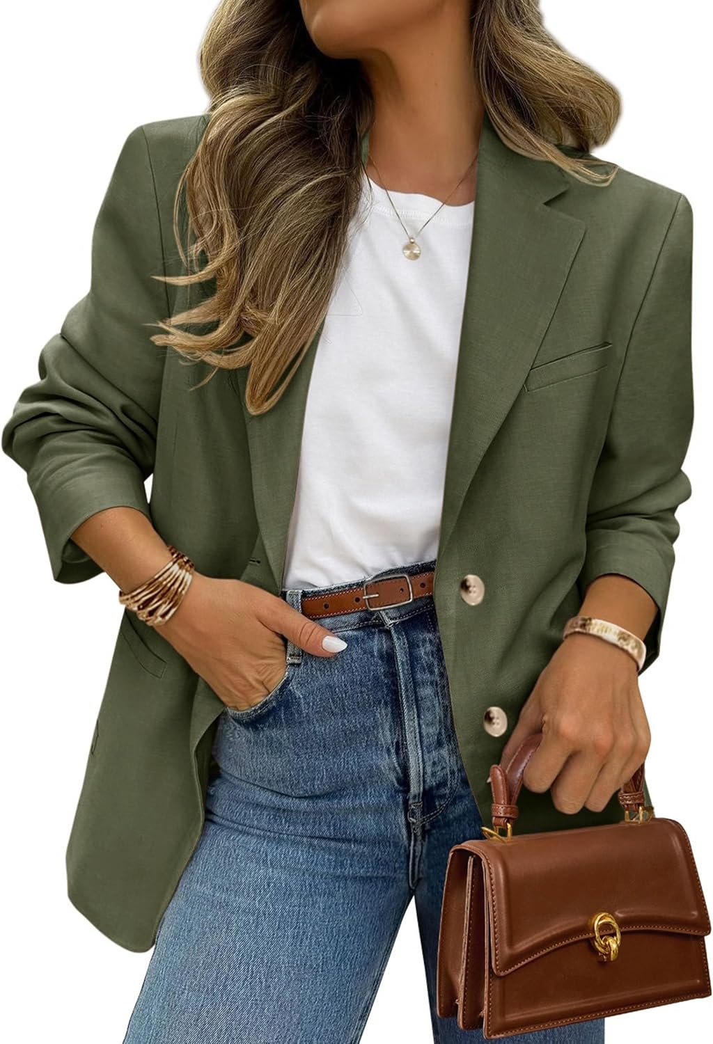 PRETTYGARDEN 2026 Blazers for Women Business Casual | Long Sleeve Button Down, Breasted Notch Lapel, Open Front Suit Jacket, Dressy Work Blazer With Pockets, Winter Fall Outfits