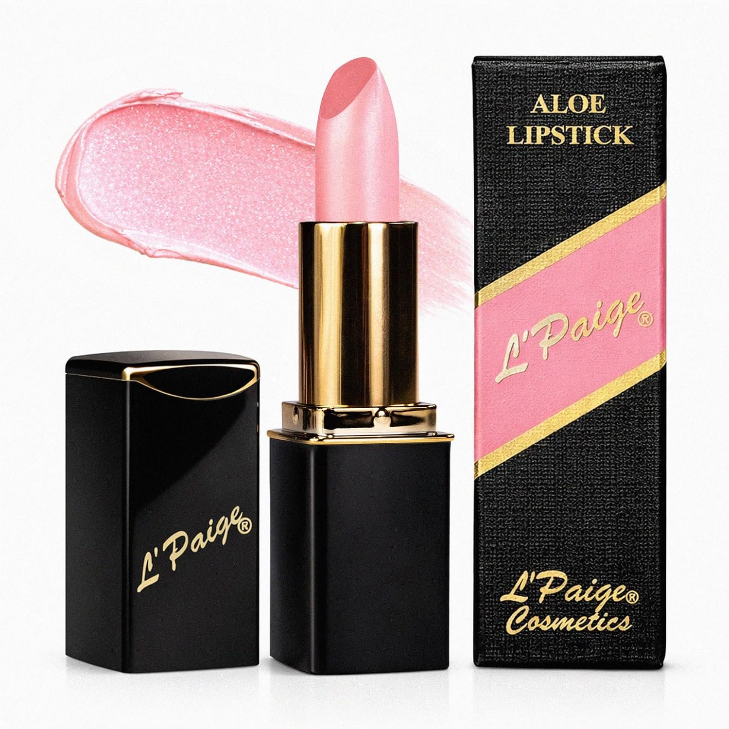 L’Paige Shimmery Ice Lipstick | Frosted Pink Shimmer Lip Color | Aloe Vera Moisturizing Formula | Long-Lasting Cool-Toned Iridescent Finish | Shade L44