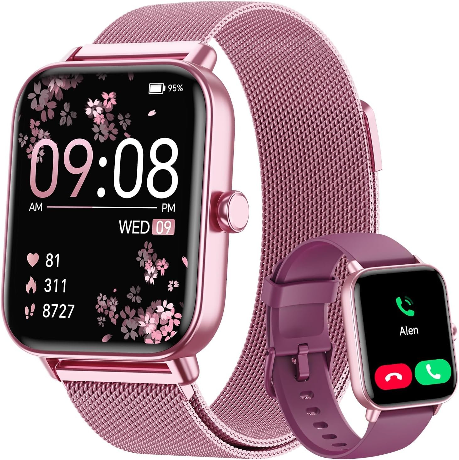 Smart Watches for Women (Calls/SMS/Reminders), 1.85″ HD Alexa Smart Watch for Android Phones & iphone Compatible, 120+ Sport Modes Fitness Watch, Heart Rate/SpO2/Sleep Tracker, 3ATM Fitness Trackers