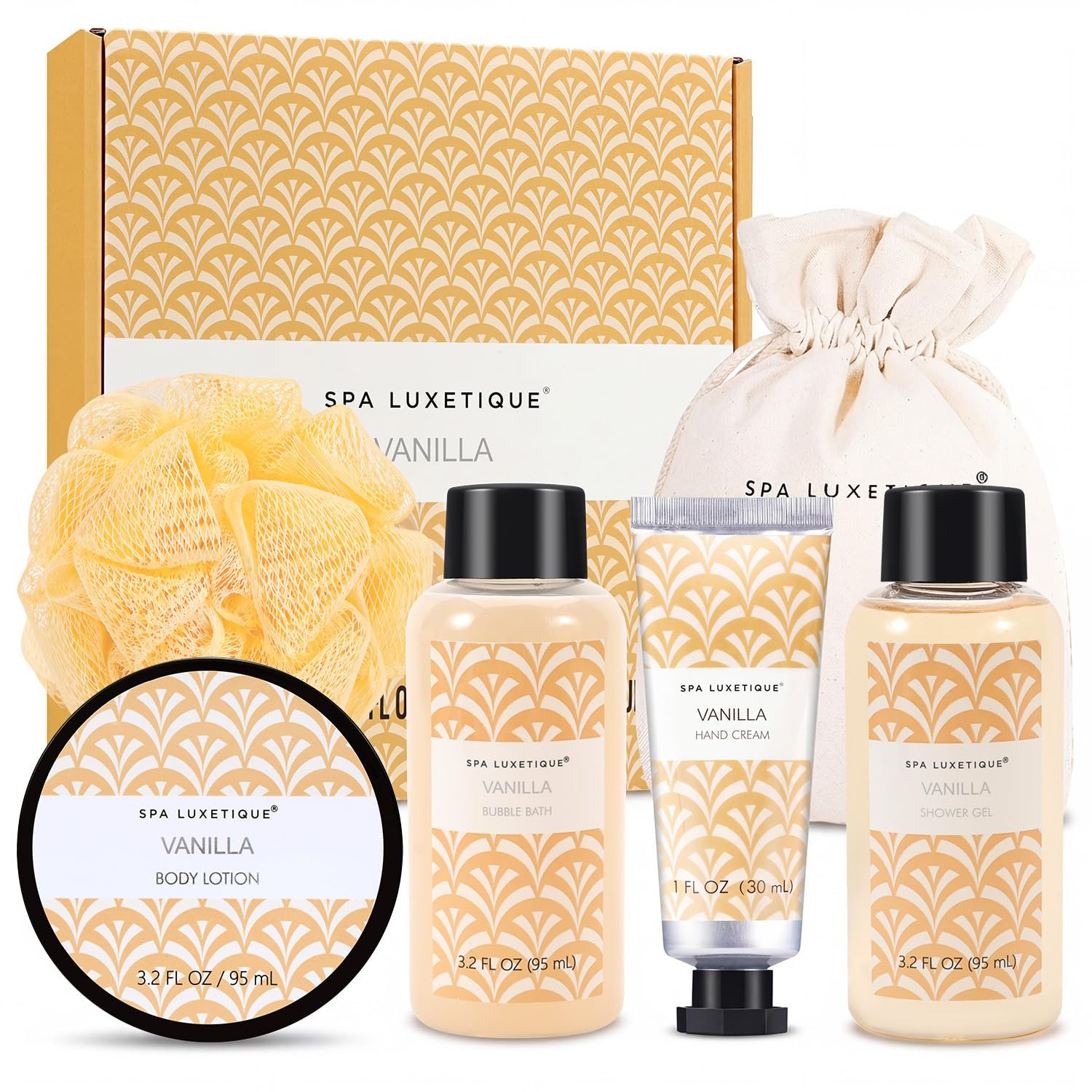 Spa Luxetique Gifts for Women, 6 Pcs Vanilla Womens Spa Gift Set with Hand Cream, Body Lotion, Birthday Christmas Anniversary Gift Baskets for Her
