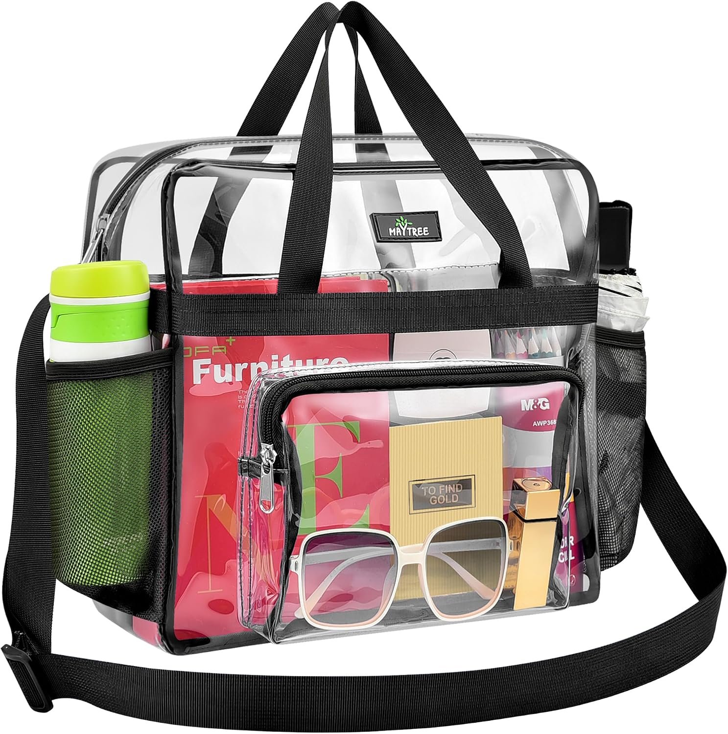MAY TREE Clear Bag for Stadium Events, 12×5.5×12 Clear Tote Bag for Work