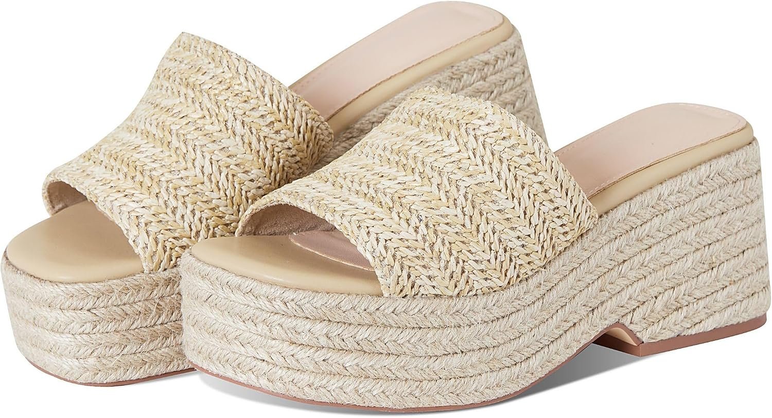 EQAUDES Platform Sandals For Women Espadrilles Wedges Summer Beach Shoes | Raffia, Woven, Chunky Block Heels, Dressy Slides, Non-Slip Sole, Slip On, Square Open Toe, Daliy And Vacation Outfits