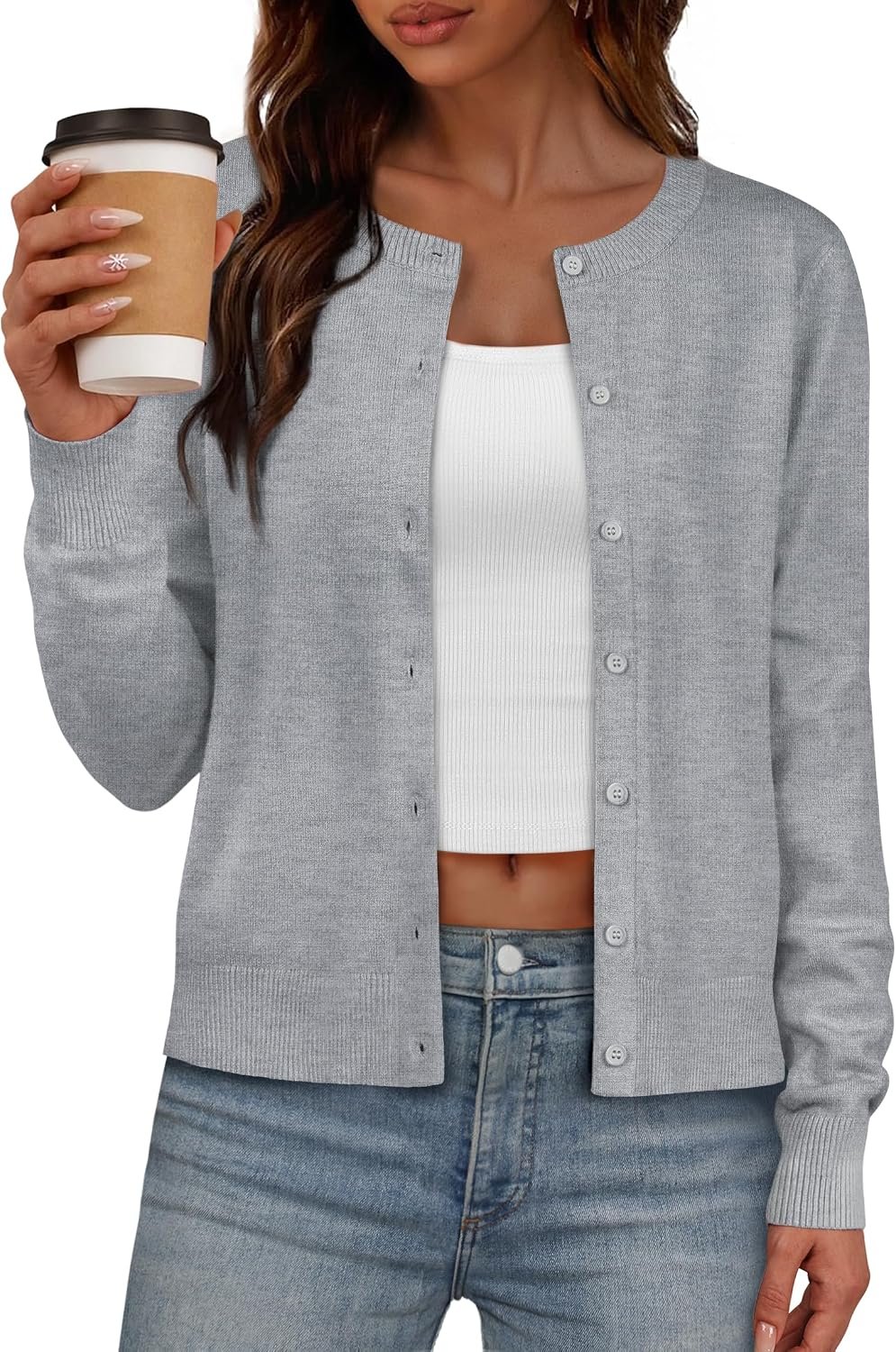IWD Women’s Cardigan Sweaters Long Sleeve Lightweight Button Down Fall Tops | Going Out Outfits, 2026 Fashion Clothes, Knit Button Up Sweater, Layering Piece for Fall, Winter, Spring