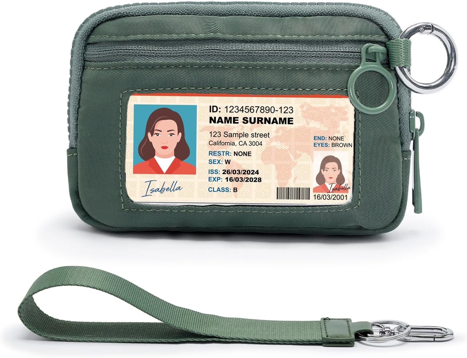 Wristlet Wallet for Women with Clear ID Window, Zip Coin Purse and Keychain