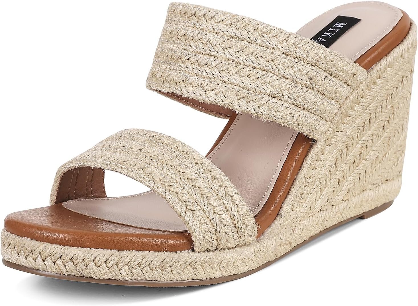 mikarka Wedges Sandals for Women – Open Toe Slide Espadrilles Wedge Heels | Dressy Summer Wedges, Platform Beach Sandals, Slip-On Easy to Walk, Comfort Cushioned Insole, Daily Wear for Casual Vacation