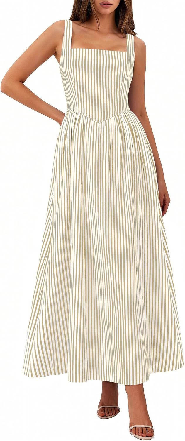 PRETTYGARDEN Women’s Maxi Dress Summer Striped Sundress