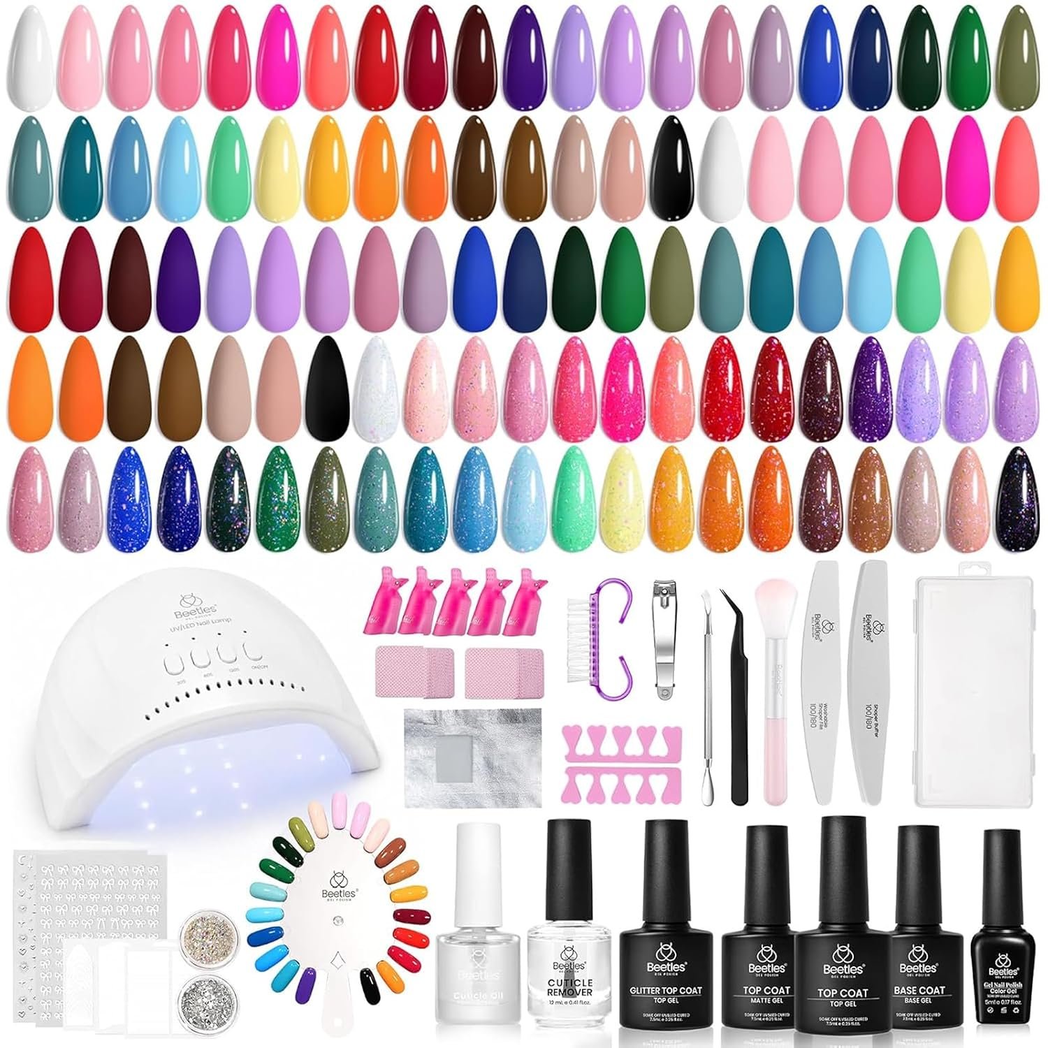 Beetles Gel Nail Polish Kit with UV Light, 68 Pcs 35 Colors Gel Nail Kit