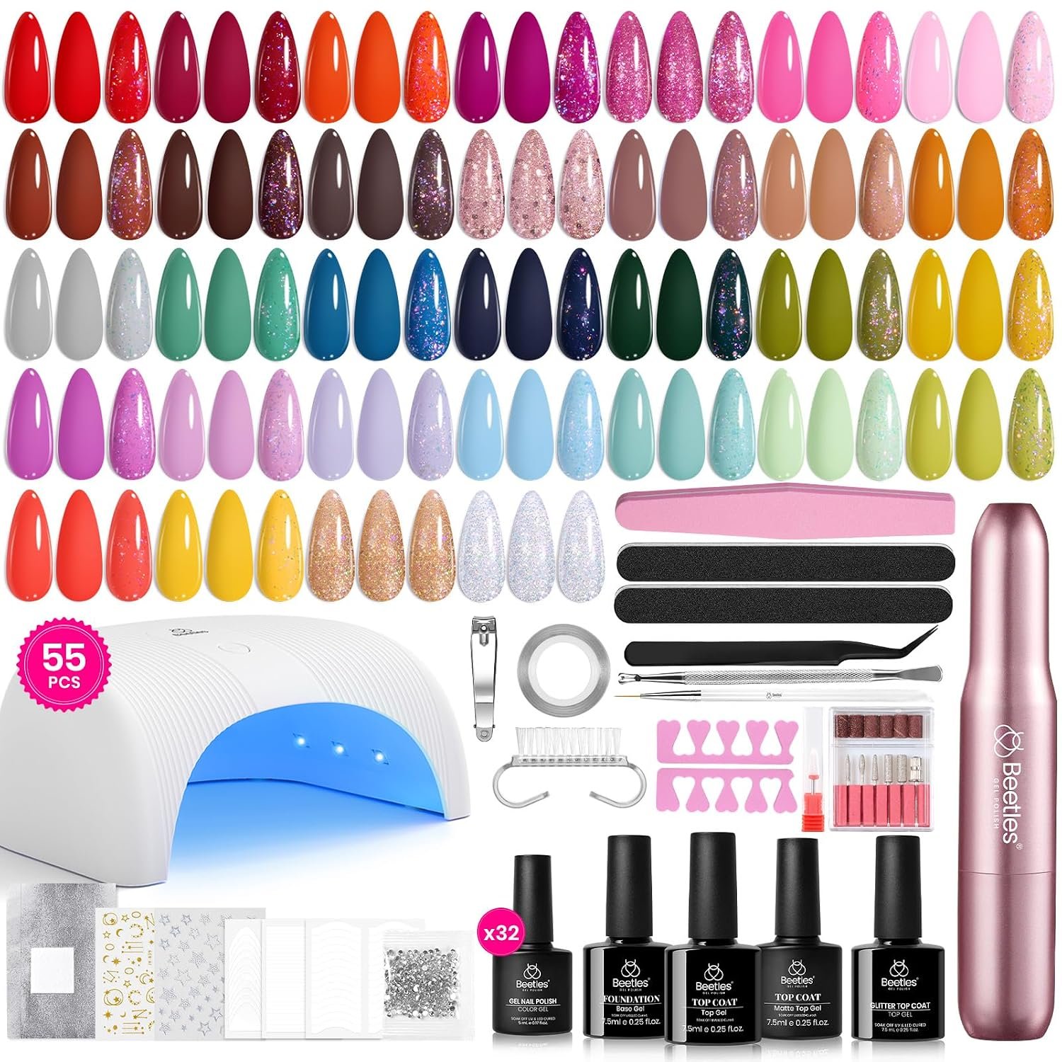 Beetles LuliCore Polka Gel Nail Kit with Nail Drill – 32 Color Fall Nails