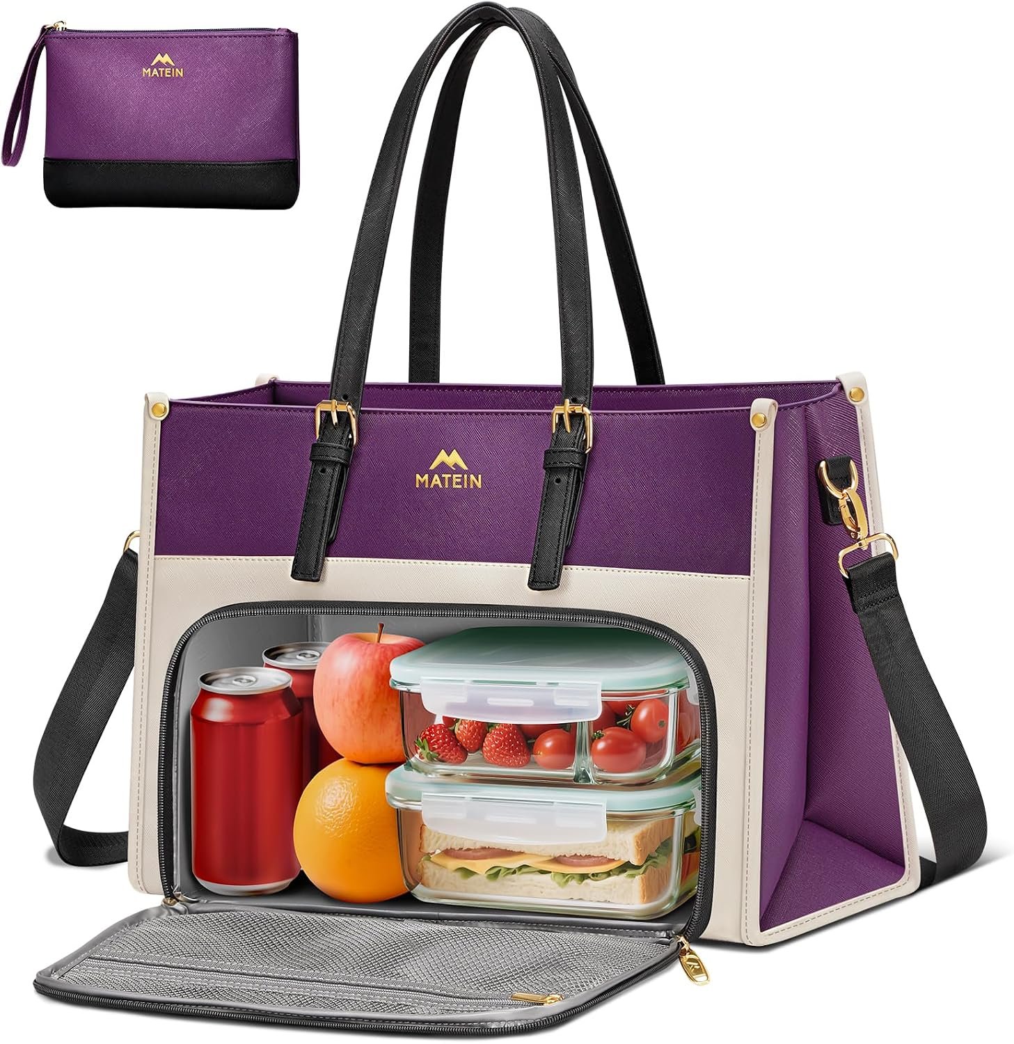 MATEIN Lunch Tote Bag, 15.6Inch Laptop Briefcase with Insulated Compartment