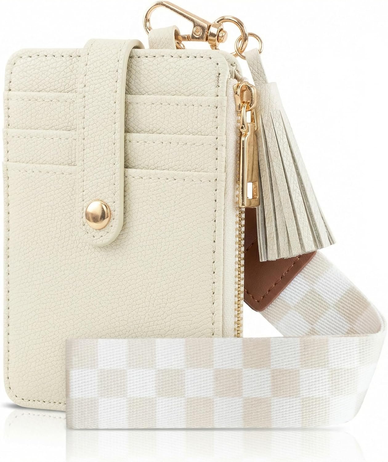 Stylish Wristlet Keychain Wallet for Women, Slim Zipper Credit Card Holder
