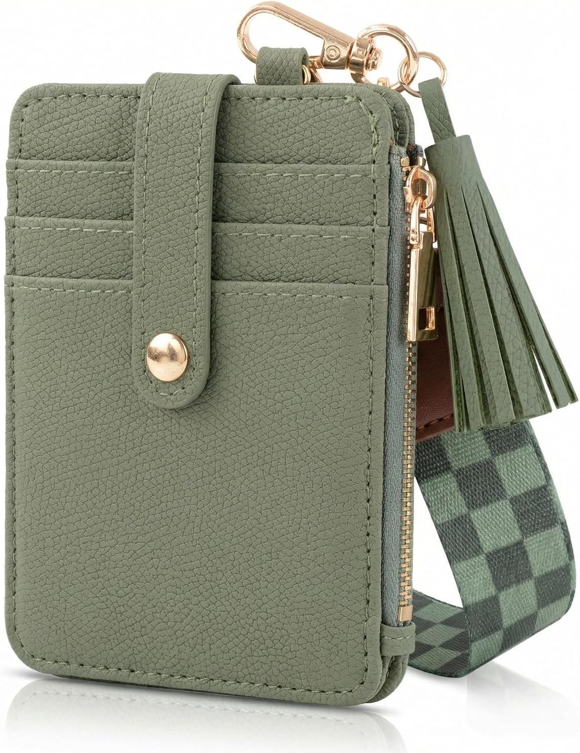 Stylish Wristlet Keychain Wallet for Women, Slim Zipper Credit Card Holder