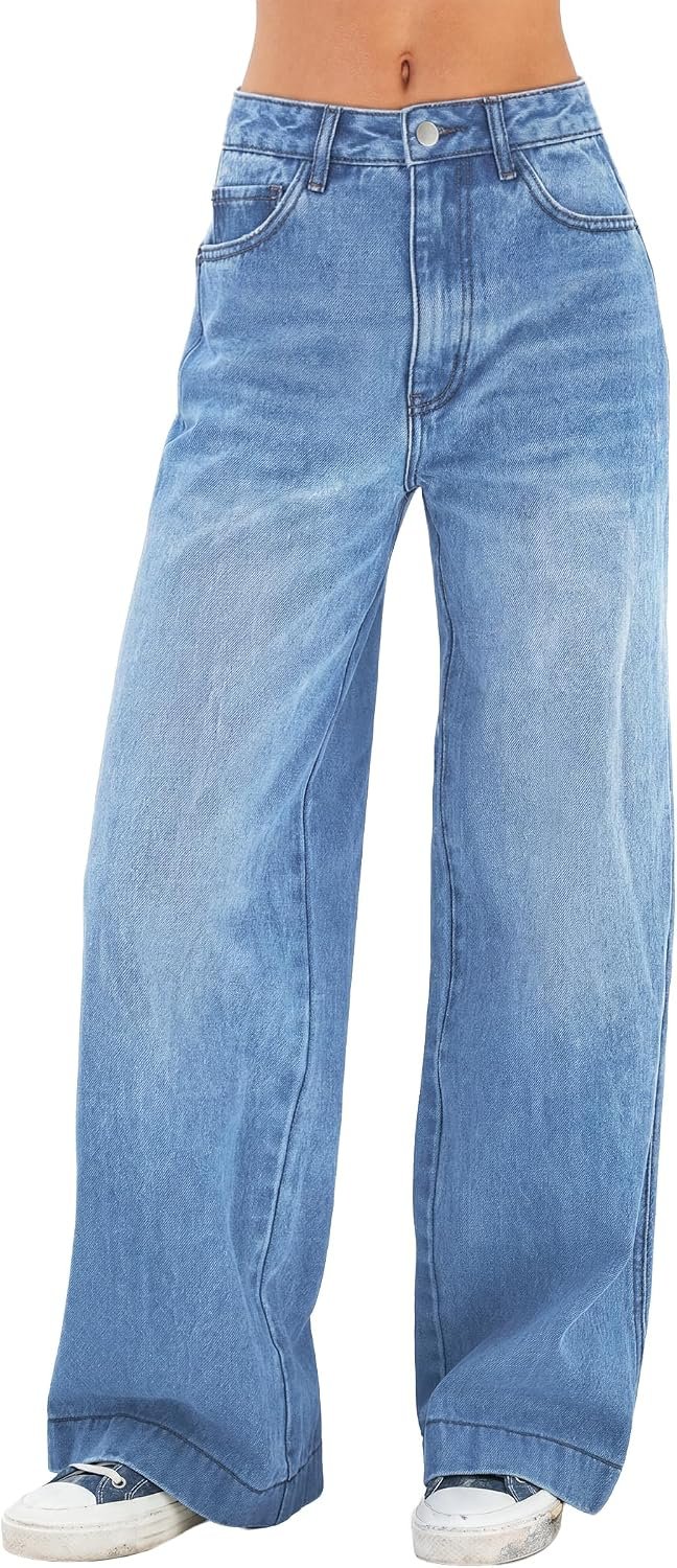 EMMIOL Women 2026 Wide Leg Jeans High Waist Stretchy Baggy Denim Pants