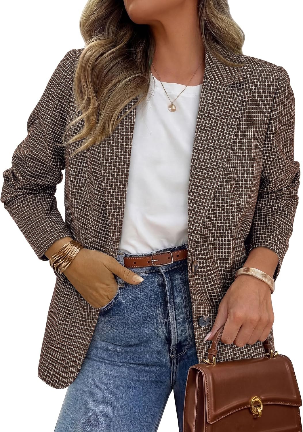PRETTYGARDEN Fall Plaid Blazers for Women Business Casual