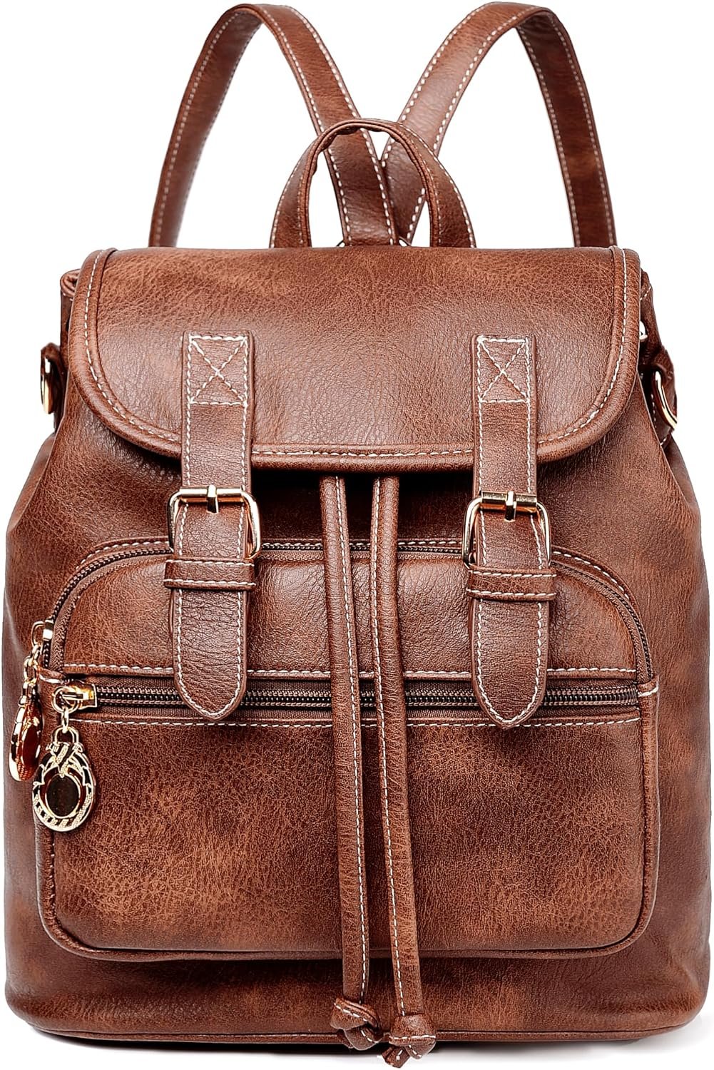 Dora & Liz Mini Leather Backpack Purse for Women, Small Travel Shoulder Bag