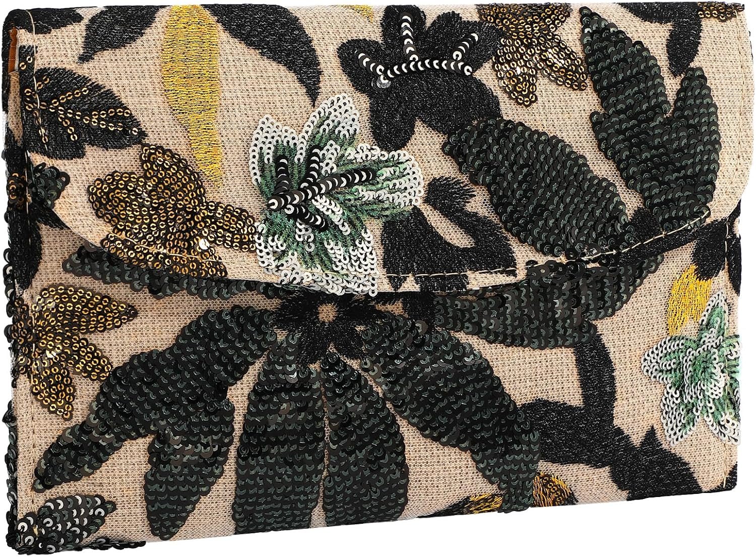 Embroidery Sequin Beaded Purse Floral Beaded Clutch Flower Evening Bag Clutch Purses for Women