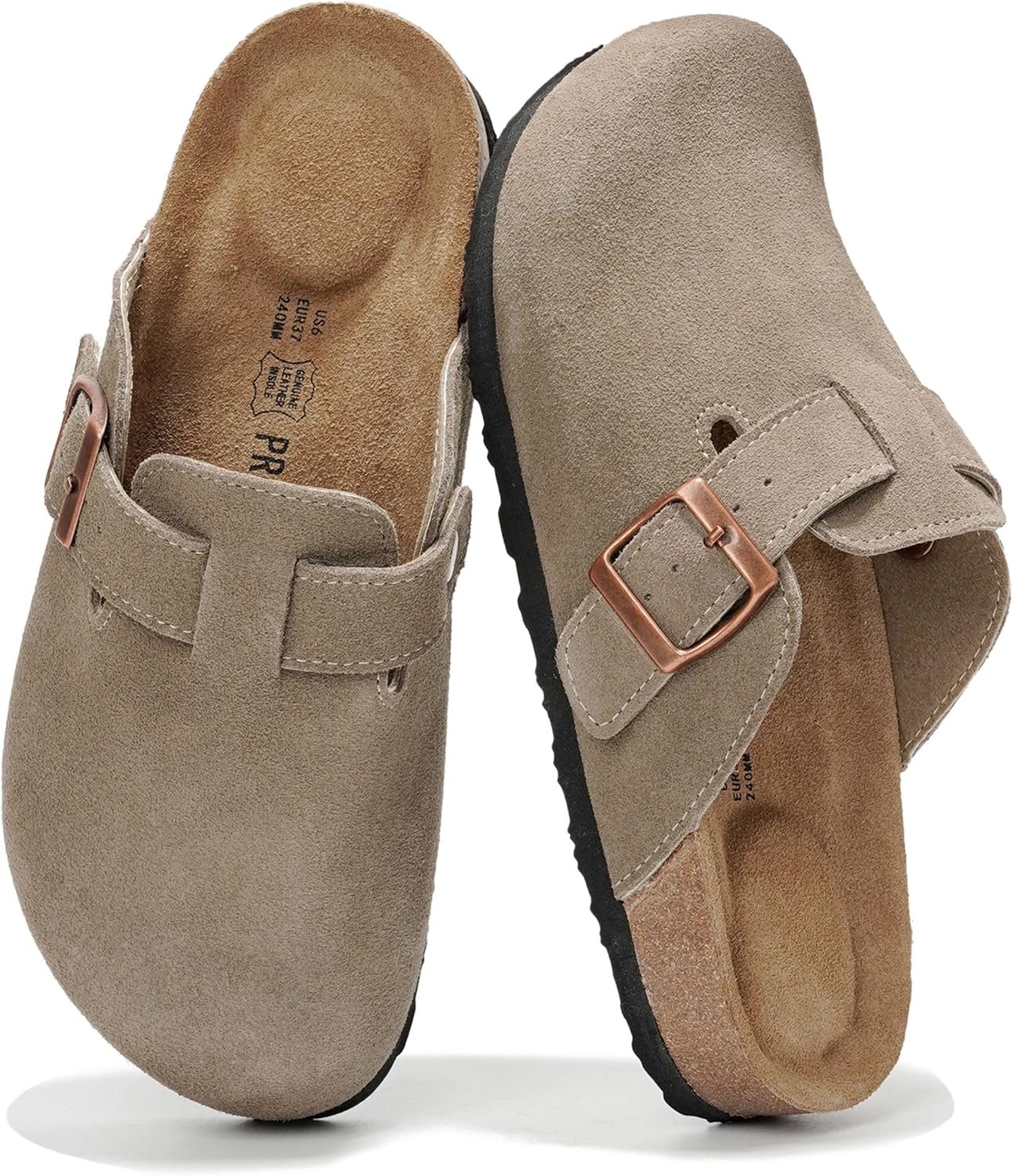 Project Cloud 100% Genuine Leather Slip-ons Footbed Clogs for Women Sandals