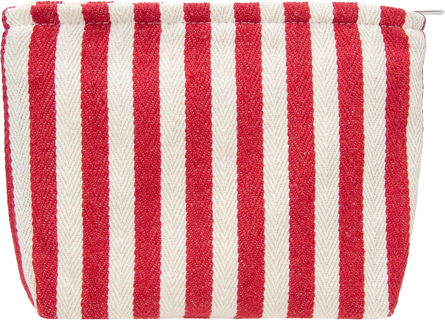 Flat Makeup Bag for Women,Zipper Cosmetic Pouch for Purse,Stripe Red