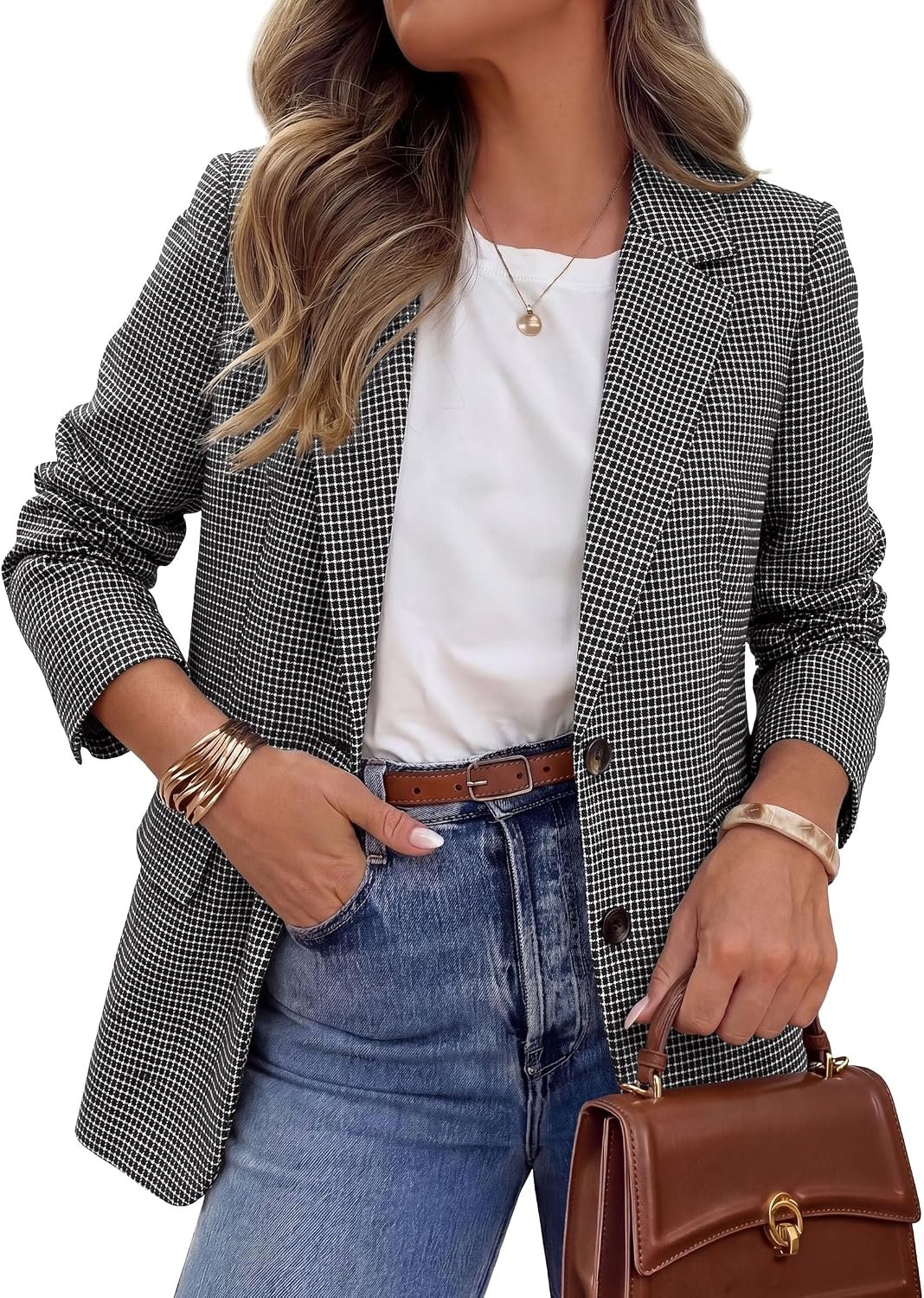 PRETTYGARDEN Fall Plaid Blazers for Women Business Casual