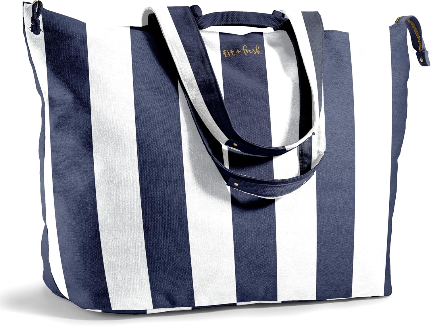 Fit & Fresh All The Things XL Beach Bag for Women, Oversized Travel Tote | Zip Closure, 3 Interior Pockets, 1 Large Zip Pocket, Dual Carry Handles, Canvas Weekender – Pool, College, Laundry, Groceries