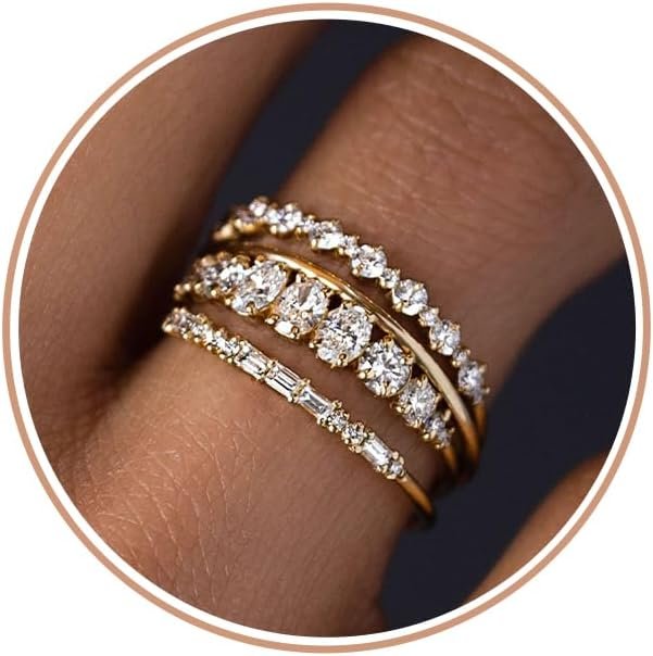 TOBENY Gold Rings for Women Non Tarnish Stackable Wedding Engagement Bands