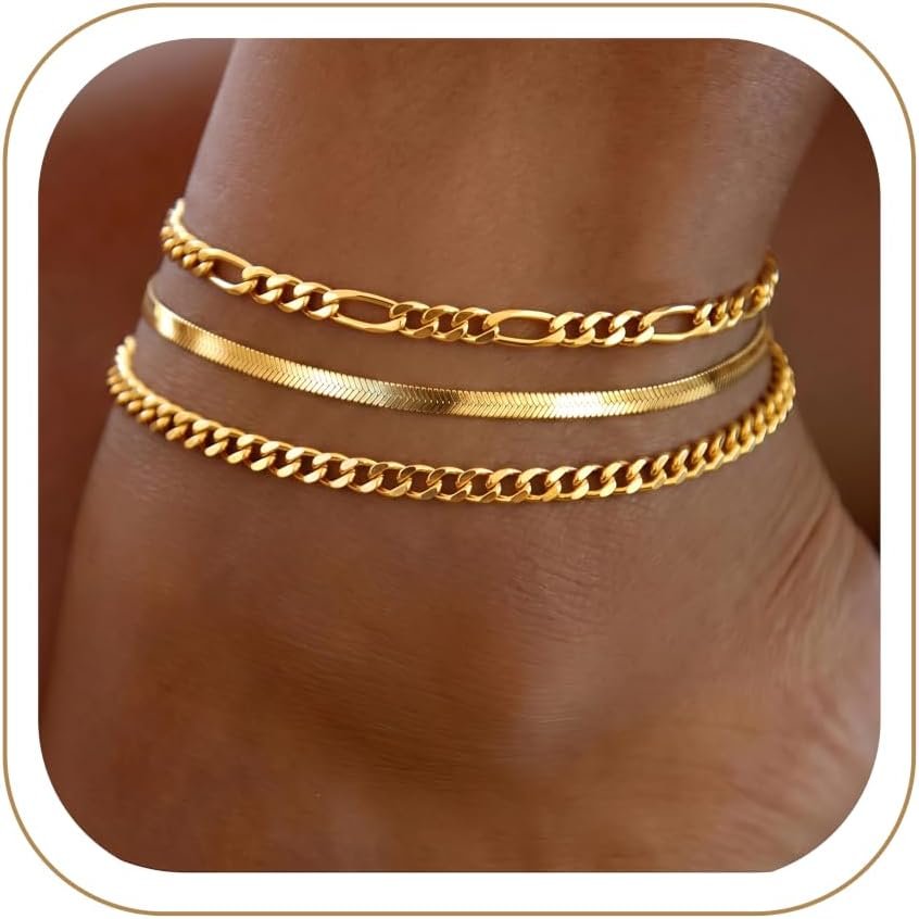 DEARMAY Gold Anklets for Women Waterproof