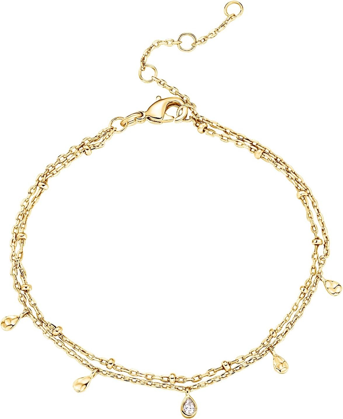 PAVOI 14K Gold Plated Beaded Bracelet for Women, Stackable Dainty Bracelet