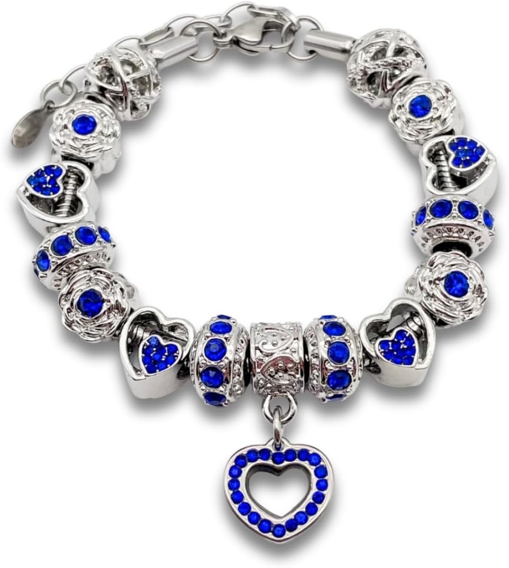 BELLA’S YARD Birthstone Bracelets, Gifts for her, Charm Bracelet for Women, 100% Stainless Steel, Water & Tarnish Resistant, Ideal Anniversary or Birthday Gift for Wife, Jewelry for Mom Girlfriend, 15 Charms Included – Adjustable, Includes Velvet Bag, Simulated Birthstone