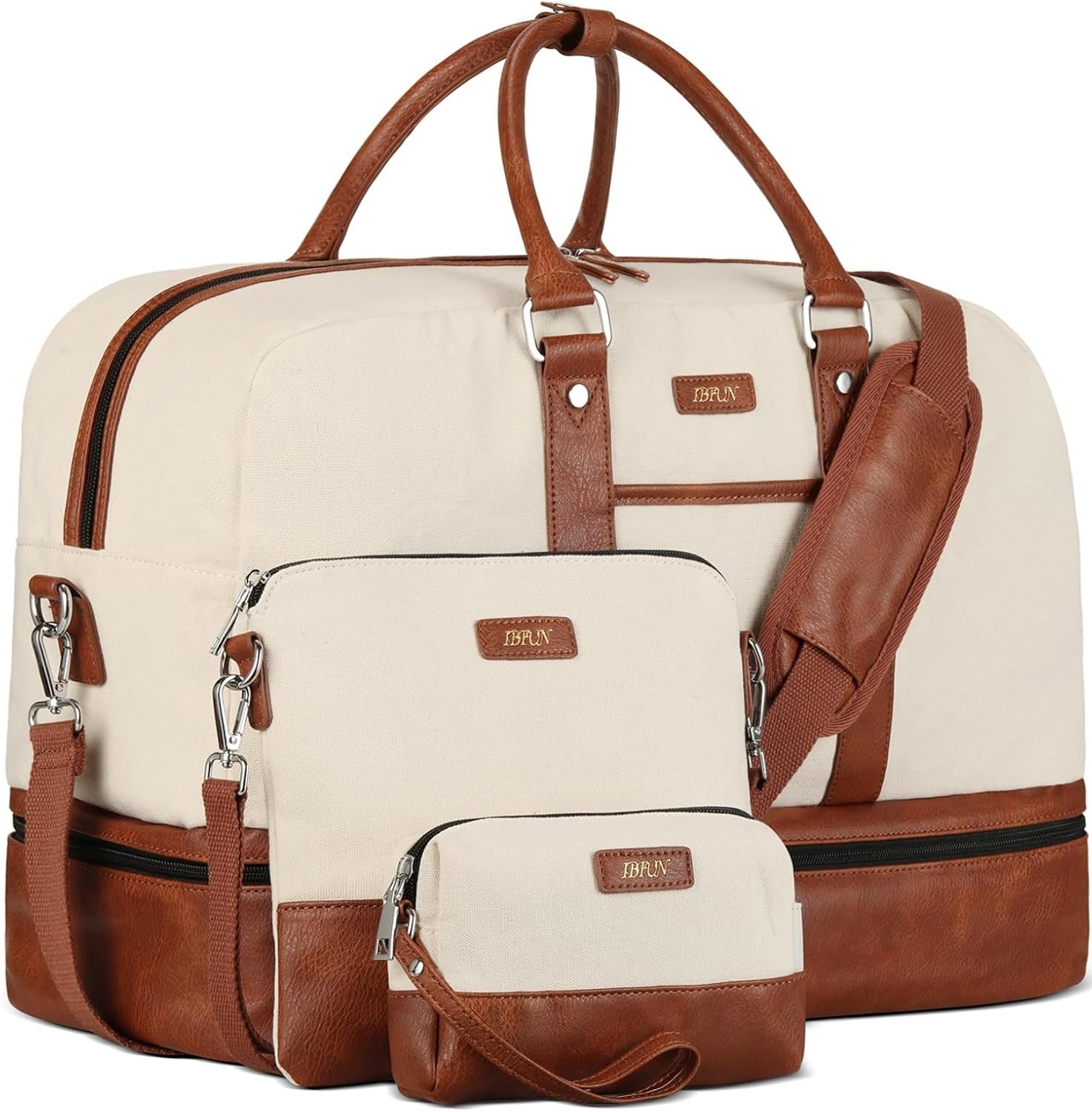 IBFUN Weekender Bags for Women, 3PCS Travel Set with Shoe Compartment 21.6