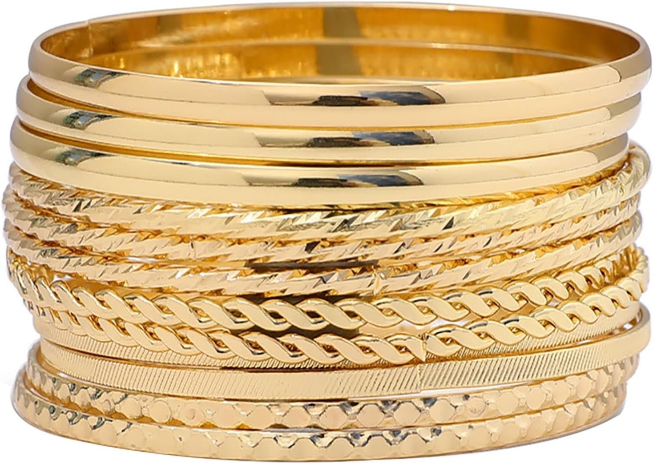 Bangle Bracelets for Women,14K Gold Plated Boho Indian Multi Stackable Bangles For Women Jewelry Gifts