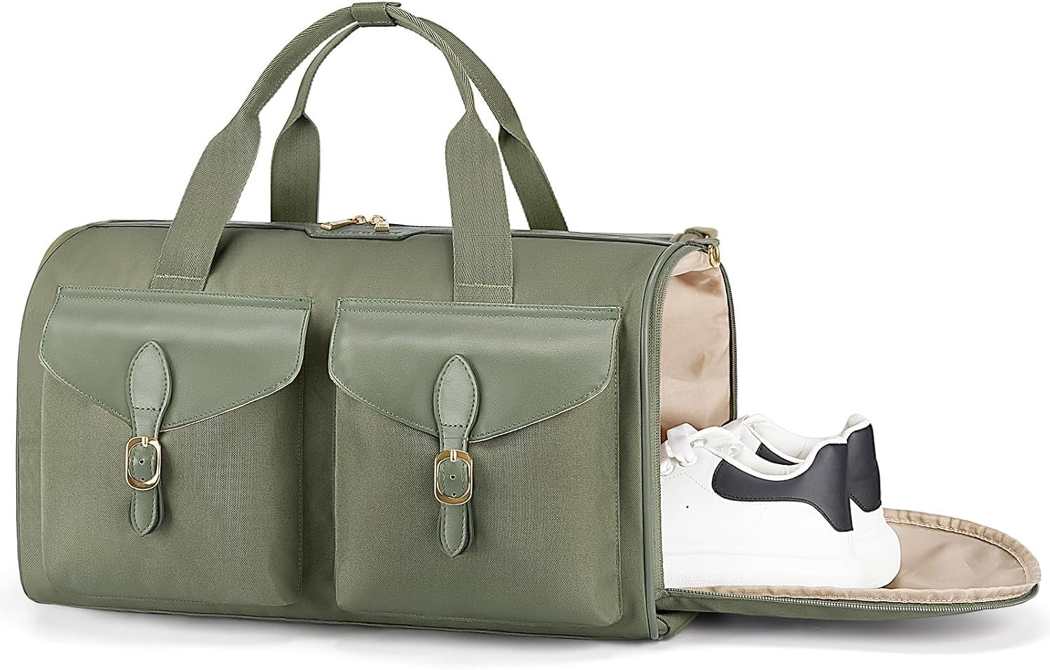 BAGSMART Duffel Bag for Women, Vintage Weekender Bags for Women, Overnight Gym Carry on Personal item for Travel, Green